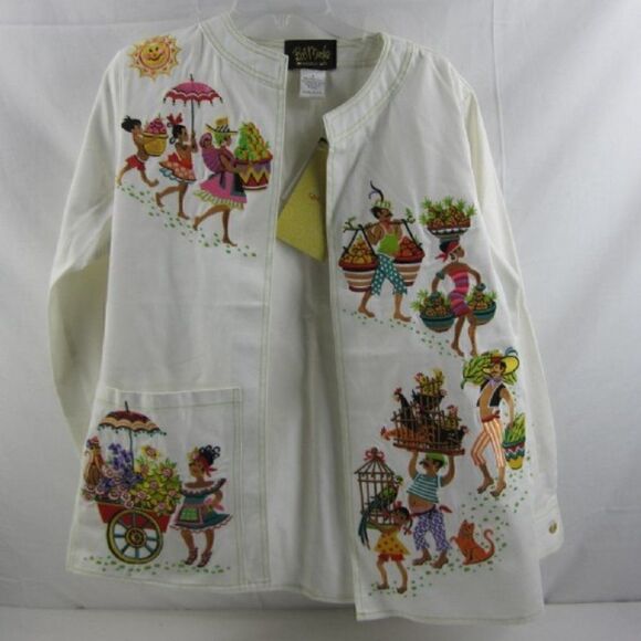 🆕Bob Mackie Beautiful Wearable Art - Cotton Rayon Blazer NWT Sz S - Picture 1 of 7